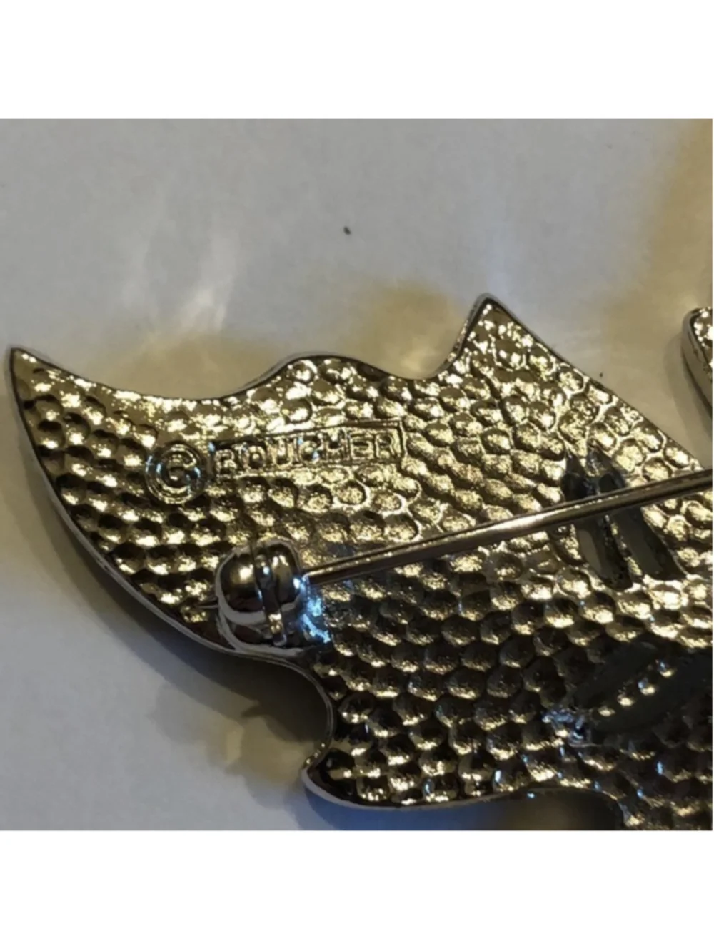 Marcel Boucher 977 Signed Silver Tone Leaf Brooch Shoulder Pin